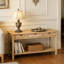 Table d'entrée en placage de sapin, console moderne avec 3 tiroirs et pieds solides-1558168712