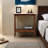 Retro Artificial Rock Slab Side Table,Stylish End Table With Storage Shelf