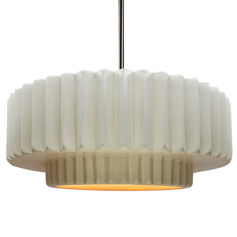 Luminaire suspendu 1 lumière Meydan, H 6 po x l 16,25 po x P 16,25 po, Blanc mat / or champagne, Nickel brossé
