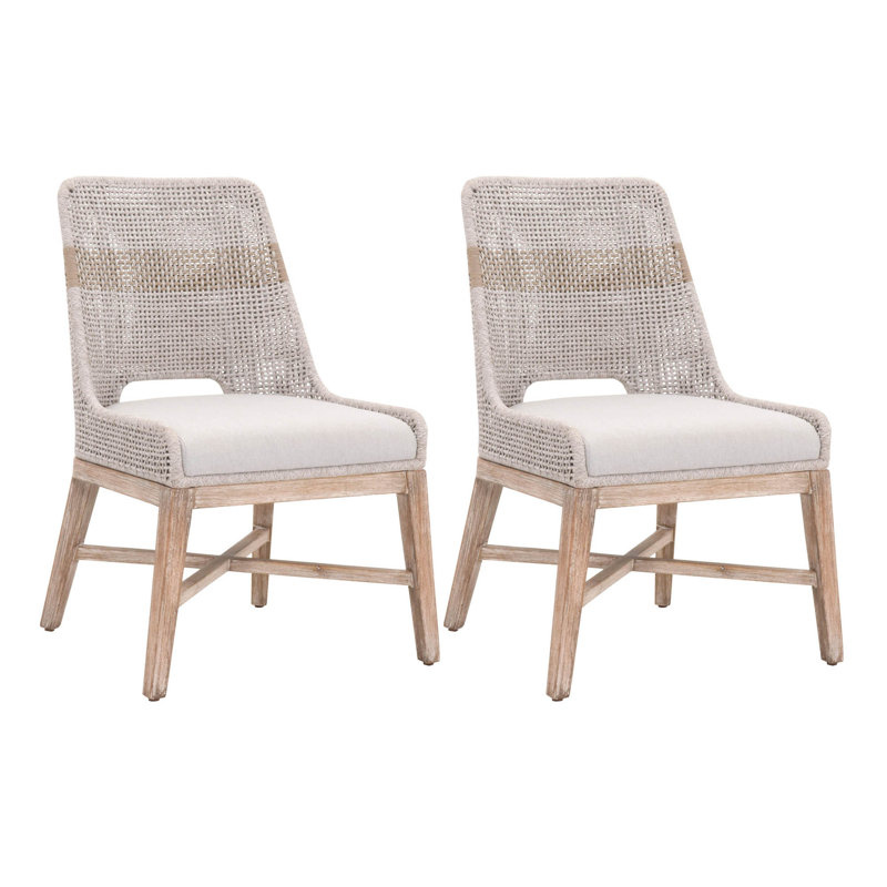 Chaise d'appoint, Taupe, Corde plate blanche / acajou gris naturel