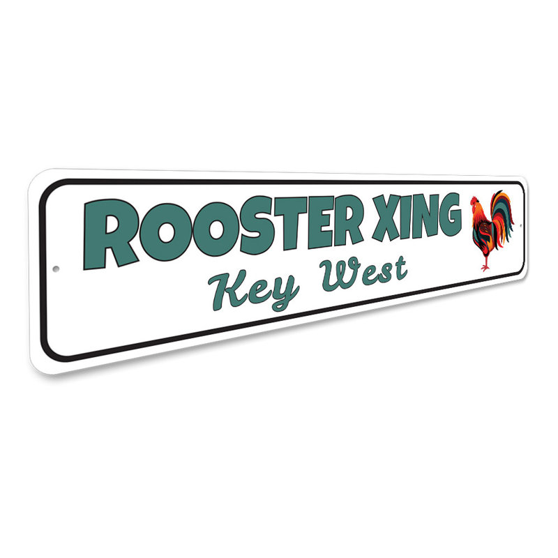 Enseigne coq en aluminium Keywest Crossing, H 4 po x l 18 po x P 0,04 po