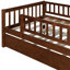 Lit de jour simple en noyer avec lit gigogne escamotable et barrière de protection pliable-158667672-158667673