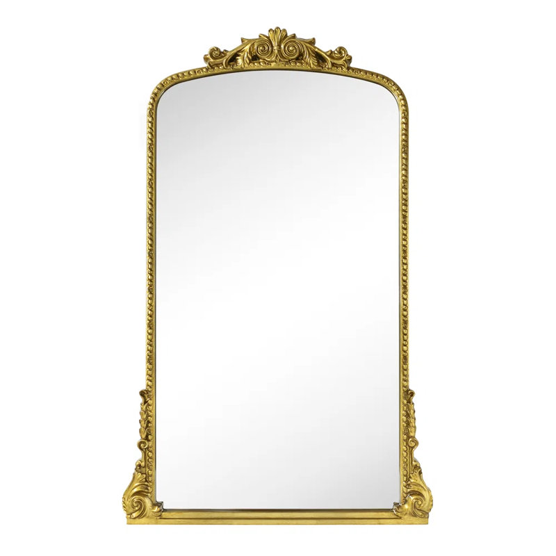 Miroir mural de salle de bain traditionnel, 58 po x 30 po, Or antique