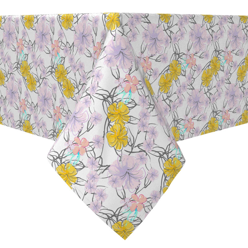 Rectangular Floral Cotton Twill Tablecloth