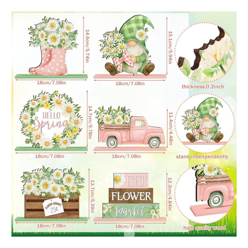 Ensemble de 6 décorations de table Spring Daisy