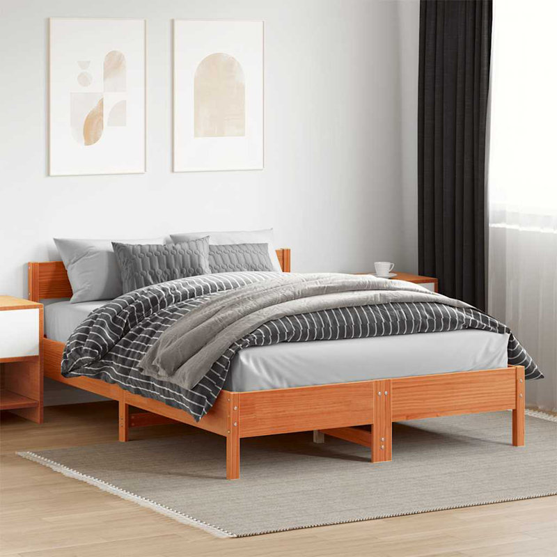 Anthoine Solid Wood Bed, White, European Kingsize (160 x 200cm)