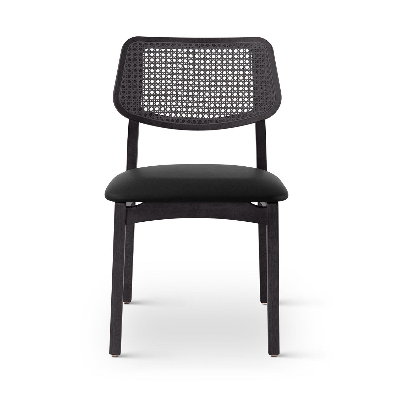 Ena Oak Dining Chair, Shimmy Black Vinyl/Ebano/Ebano