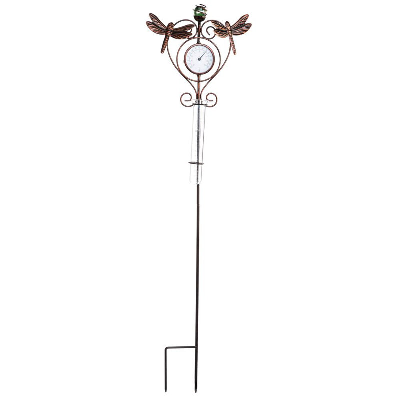 Thermomètre libellule et jauge de pluie