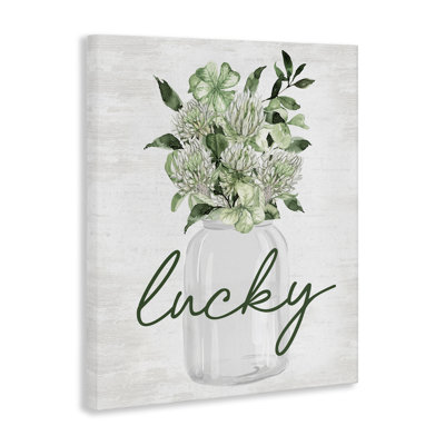 "Lucky Spring Shamrocks", art mural sur toile par lettré et doublé