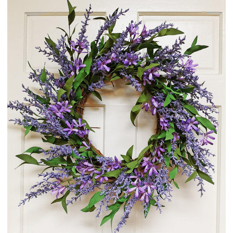 Handcrafted Faux Mixed Assortment 22'' Wreath, Green/Lavender