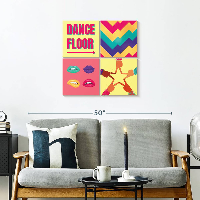 Tergel Retro Dance Floor Typography, 26" H x 26" W