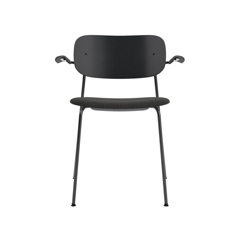 Co Upholstered Arm Chair, Bouclé 02 Acrylic, Dark Stained Oak, Black