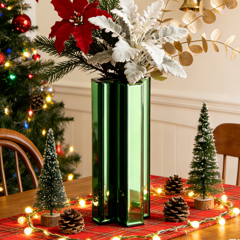 Vase de table en verre vert fait à la main Irmfried, Vert