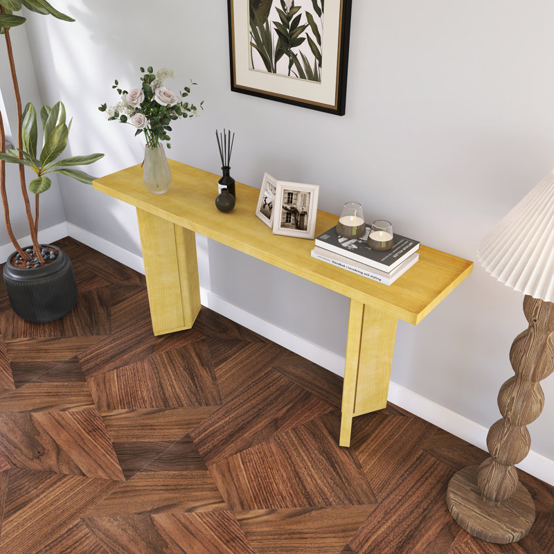 Élégante console avec placage de pin, Naturel