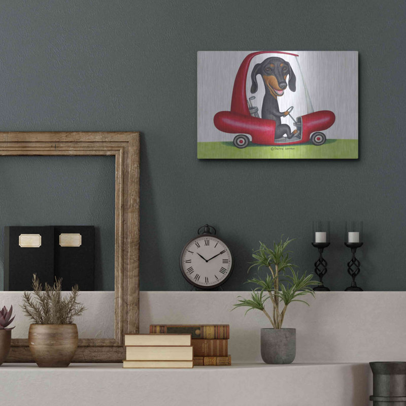 «Black Dachshund In Golf Cart» par Danny Gordon, H 12 po x l 16 po