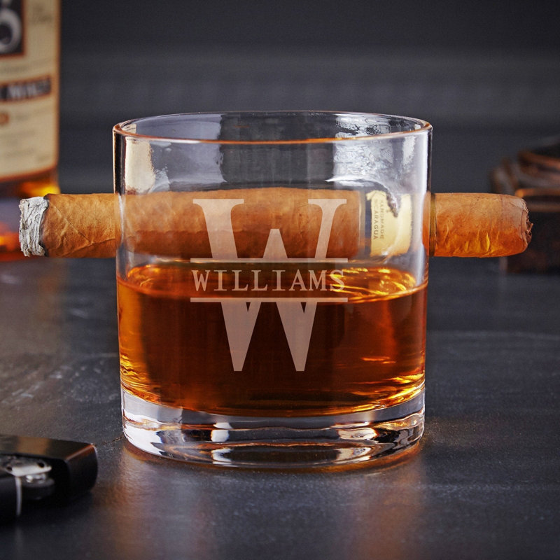 Custom Oxley Round 2-in-1 Cigar and Whiskey Glass, Yes