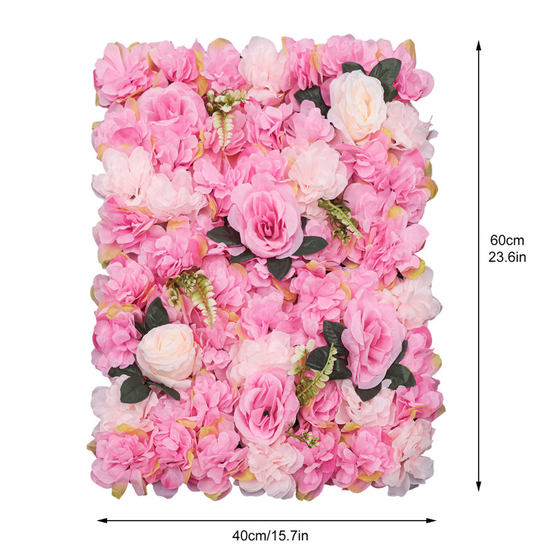 12Pcs Flower Wall Panel Artificial Flower Wall Backdrop For Photo Background Party Wedding Decor, Pink