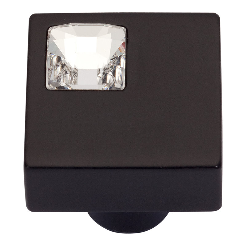 Crystal 1" Length Square Knob, Matte Black
