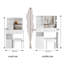 Petite coiffeuse 29,2 po avec miroir coulissant et tabouret rembourré, coiffeuse compacte blanche avec tiroir de gauche et rangement multicouche pour les petits espaces-2003682757