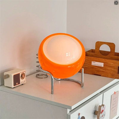 Novel Lampe de bureau ， Lampe de bureau en forme de Yuanbal adaptée à la chambre à coucher, au bureau et à la chambre d'enfant, jaune œuf.