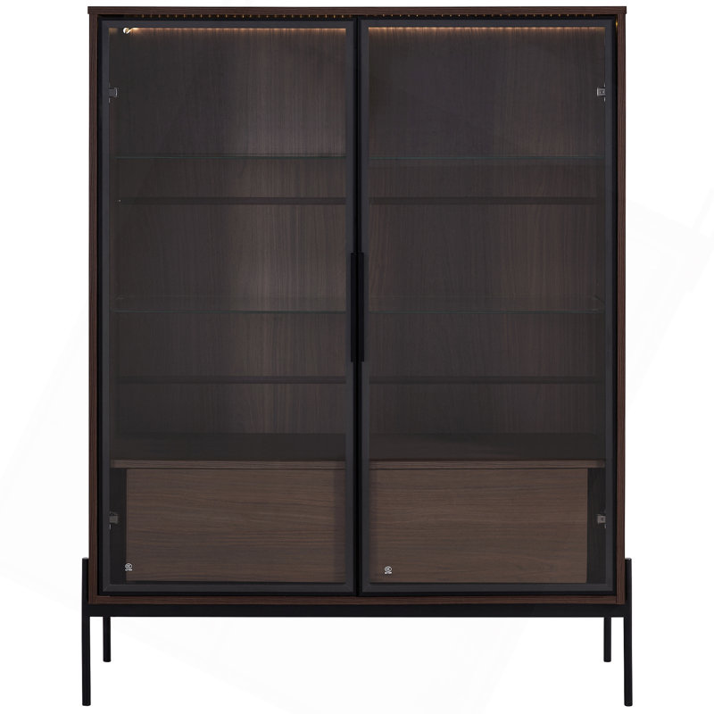 51.2'' Freestanding Display Cabinet With 2 Storage Drawers, Pantry With Glass Doors & LED Lighting, Curio Cabinet With Glass Door & 4-Tier Adjustable Shelves For Living Room, Kitchen, Office