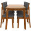 Table de salle à manger rectangulaire 5 pièces et 4 chaises rembourrées, base, surface facile à nettoyer style Mid-Century contemporain avec un design élégant peu encombrant