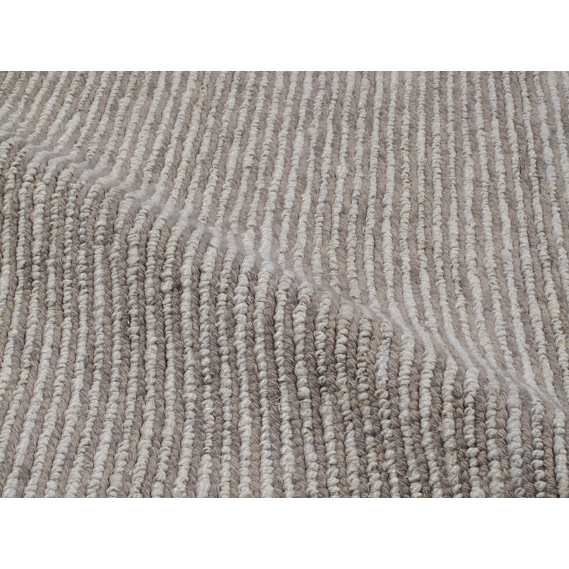 Tikka Striped Hand-Knotted Oyster Area Rug, Rectangle 10' x 14'