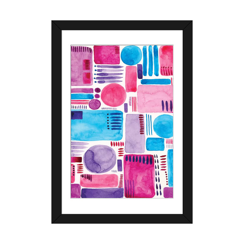 « mod shapes ii », impression sur toile, Papier d'art encadré noir, Blanc, H 24 po x l 16 po x P 1 po