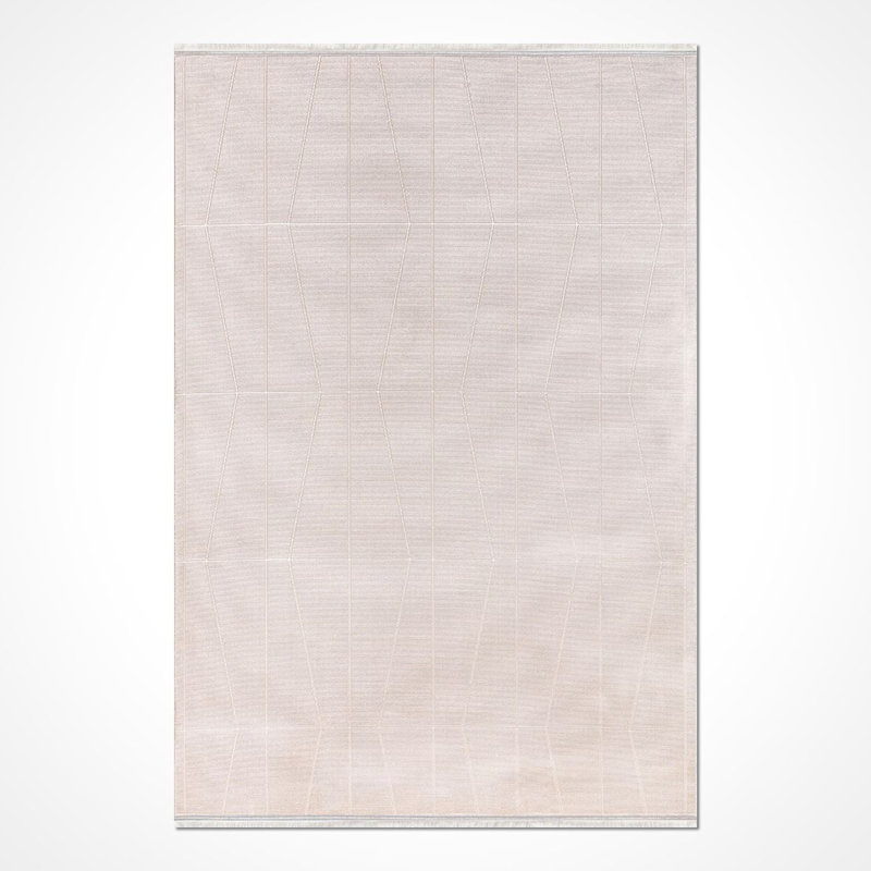 Tapis moderne / abstrait crème lavable à la machine antidérapant, Tapis de couloir 2 pi 8 po x 6 pi 7 po