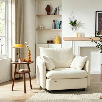 Ensemble de meubles de salon 2 pièces, canapé pivotant rembourré avec table d'appoint à deux niveaux en bois massif pour appartement