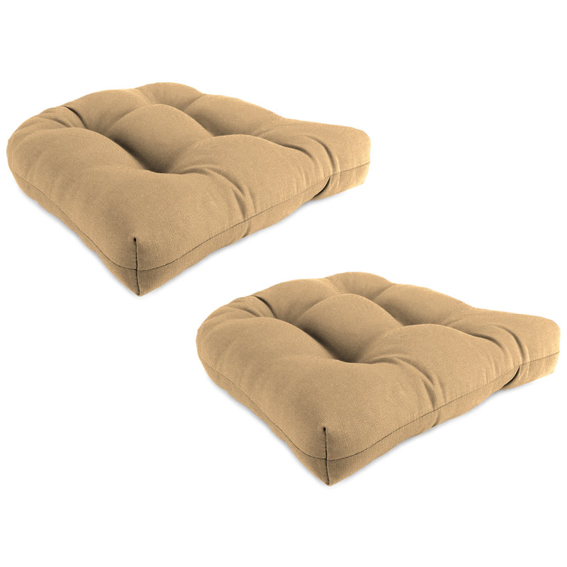 18" x 18" Contoured Outdoor Wicker Seat Cushion (Set of 2), Brown