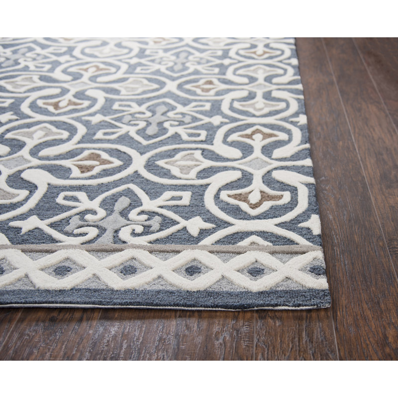 Claudelle Hand Tufted Wool Geometric Indoor Rug, Rectangle 2'6" x 8'