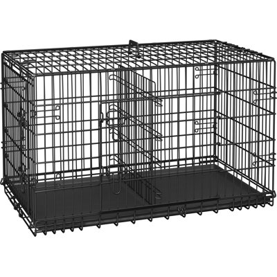 La cage pour chien à portes doubles améliorée comprend un panneau de séparation