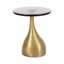 Table de bout piédestal moderne sculpturale avec plateau rond en verre noir élégant, table d'appoint contemporaine élégante pour le salon, la chambre à coucher ou le vestibule - 23 po