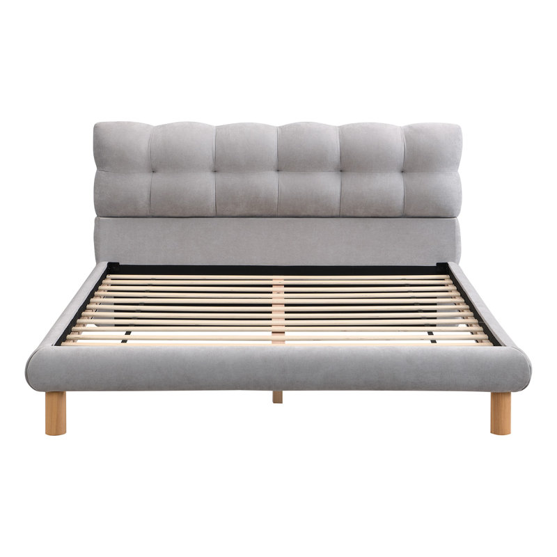 Aspia Upholstered Cookie-Shaped Platform Bed, Queen