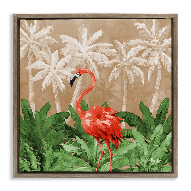 «Flamingo Jungle Scenery» par Paul Brent, Cadre flottant orme Montalcino, H 25 po x l 25 po