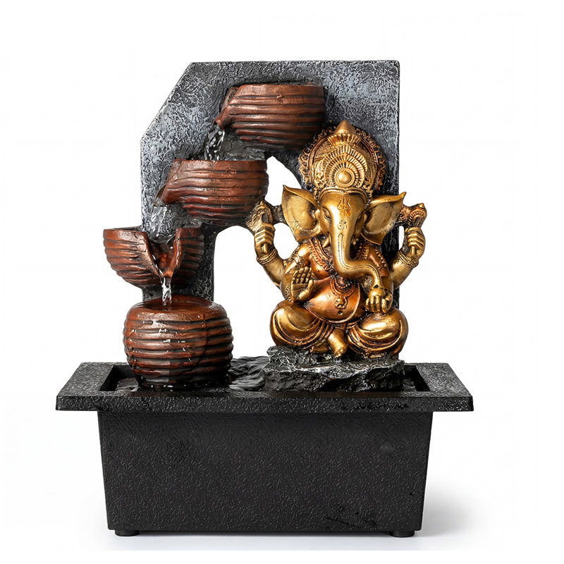  Tabletop Water Fountain,Indoor,Garden,Fountains,LED,Resin,Bronze