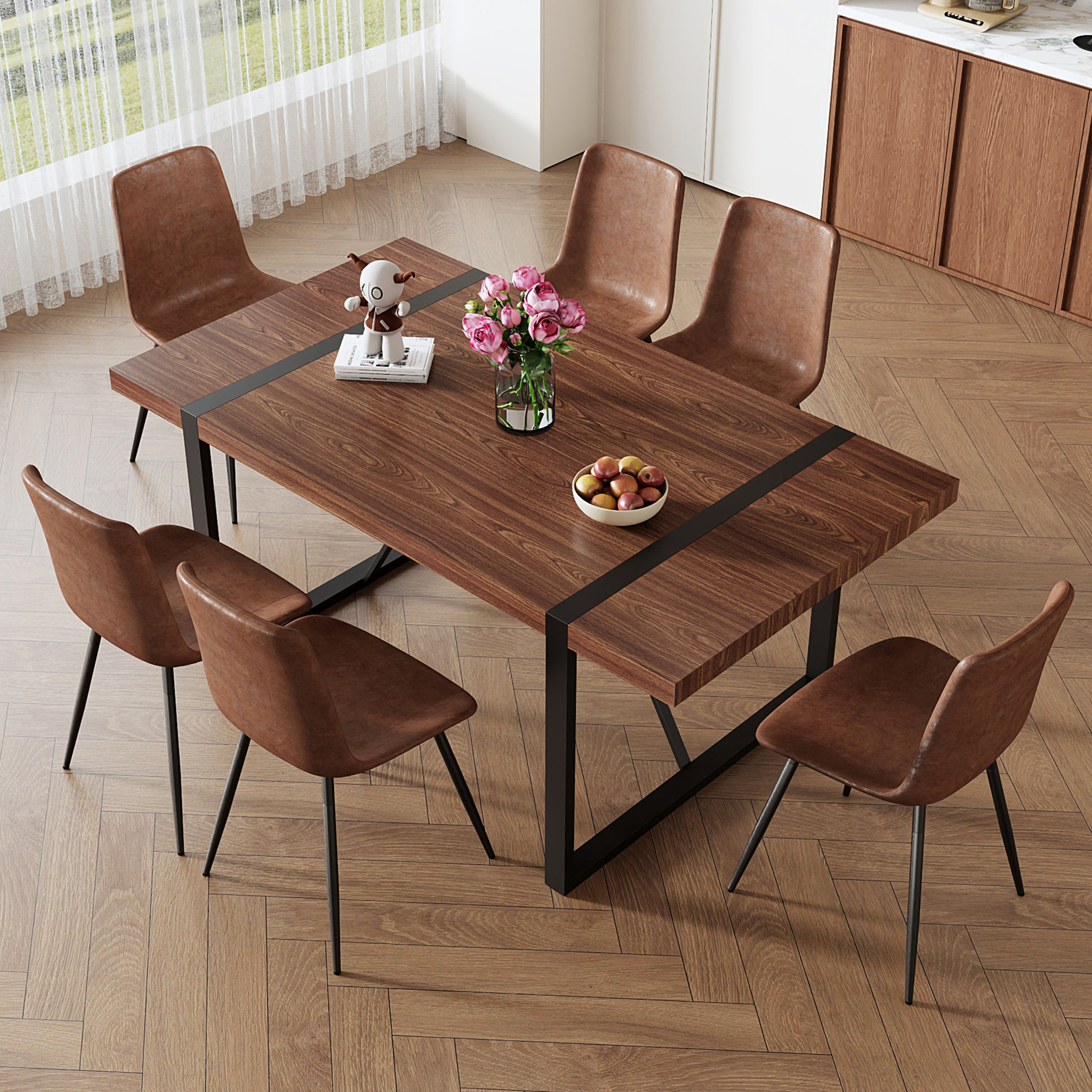 Corrigan Studio® Table And Chair Set. Industrial Style Rectangular ...