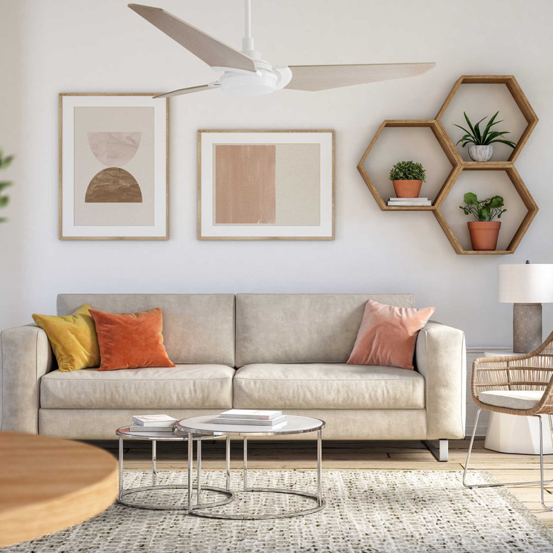Ventilateur de plafond intelligent d'intérieur / extérieur de 56 po Kaj, ensemble d'éclairage à DEL à intensité variable et télécommande, fonctionne avec l'assistant Google, Amazon Alexa et les raccourcis Siri.