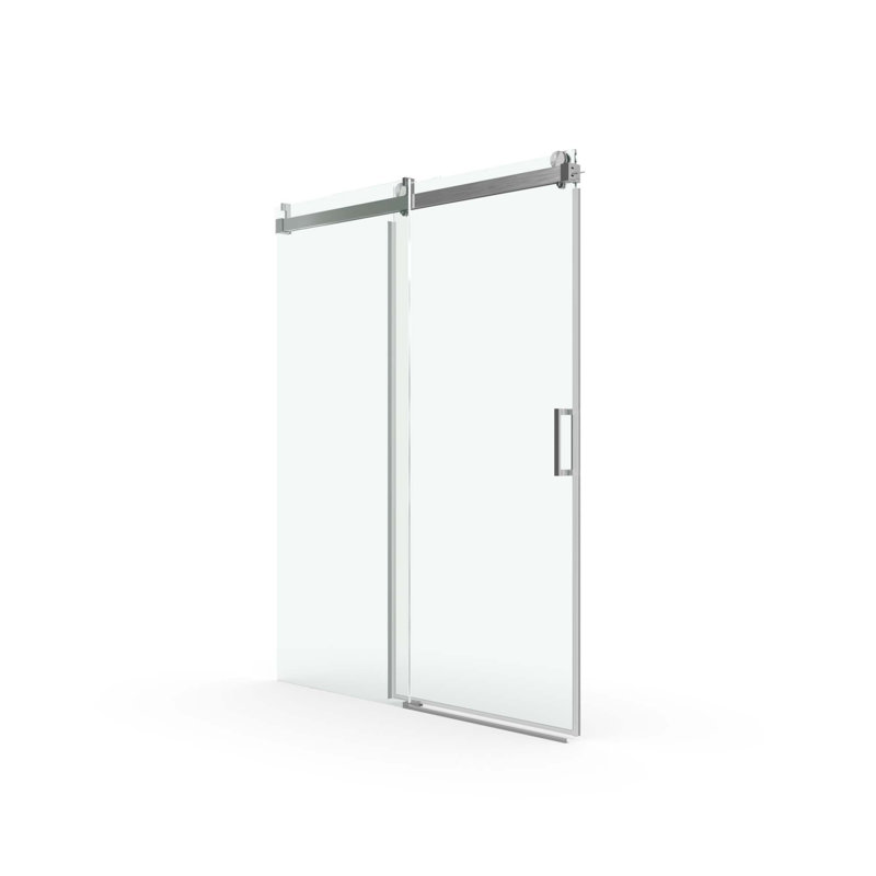 Frameless Soft-Closing Single Sliding Shower Door,Tempered Glass With Easy-Cleaning Coating