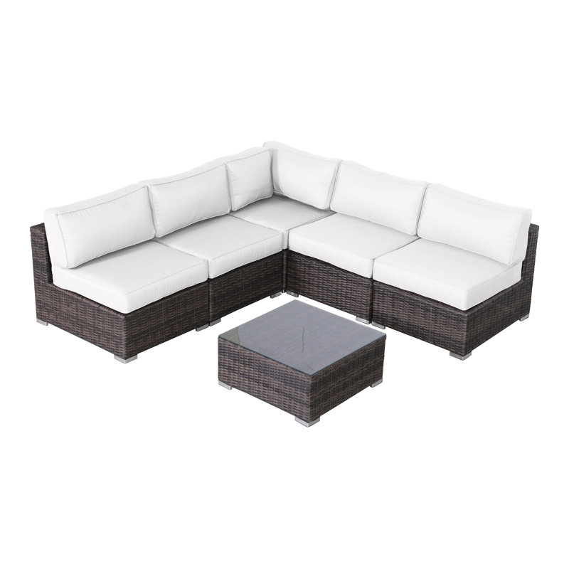 Palacio Wicker Fully Assembled 4 - Person Seating Group with Sunbrella Cushions, Sunbrella Canvas