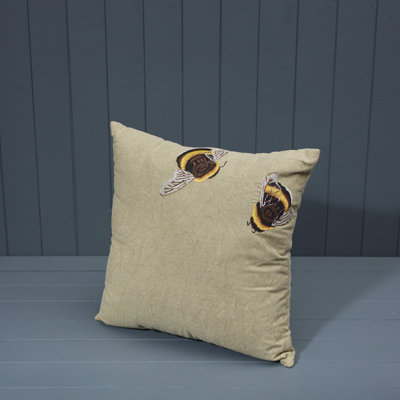 Handmade Washable Cotton Embroidered Cushion w8ith Filling 45x45cm Weight-559g