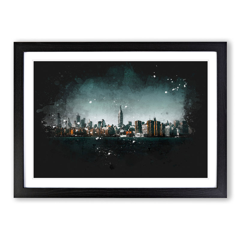 New York City View - Picture Frame Graphic Art Print, Black Framed, 24cm H x 33cm W x 2cm D