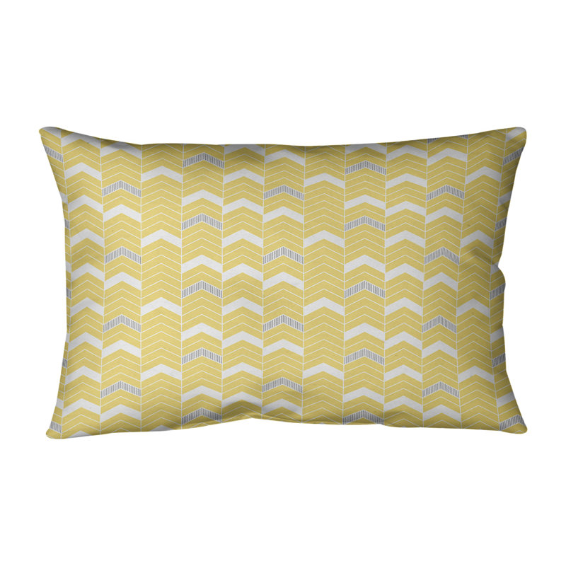Coussin Rhonda, H 14 po x l 20 po, Duvet / Plumes, Jaune/gris