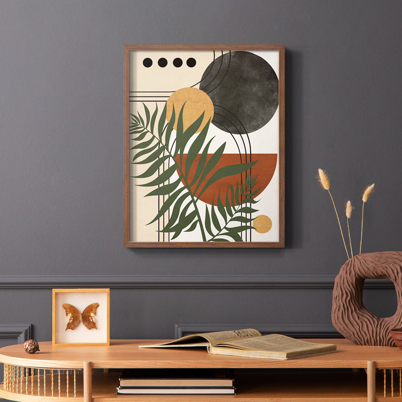 Reproduction encadrée Contemporary Palm II - bois massif, Brun, H 20 po x l 16 po