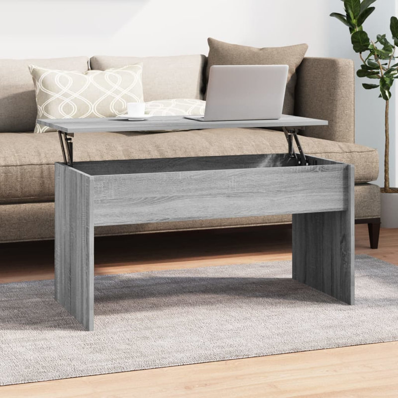 Oloughlin Lift Top Sled Coffee Table with Storage, Grey Sonoma