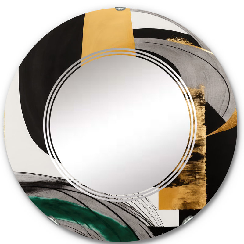 Quayla Modern Green Art Deco II - Miroir mural moderne transitionnel, 24 po x 24 po