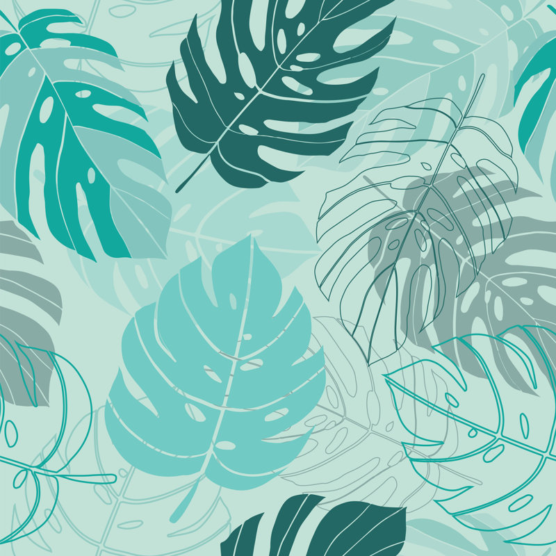 Feuilles de Monstera tropicales à motif chenille, H 36 po x l 36 po