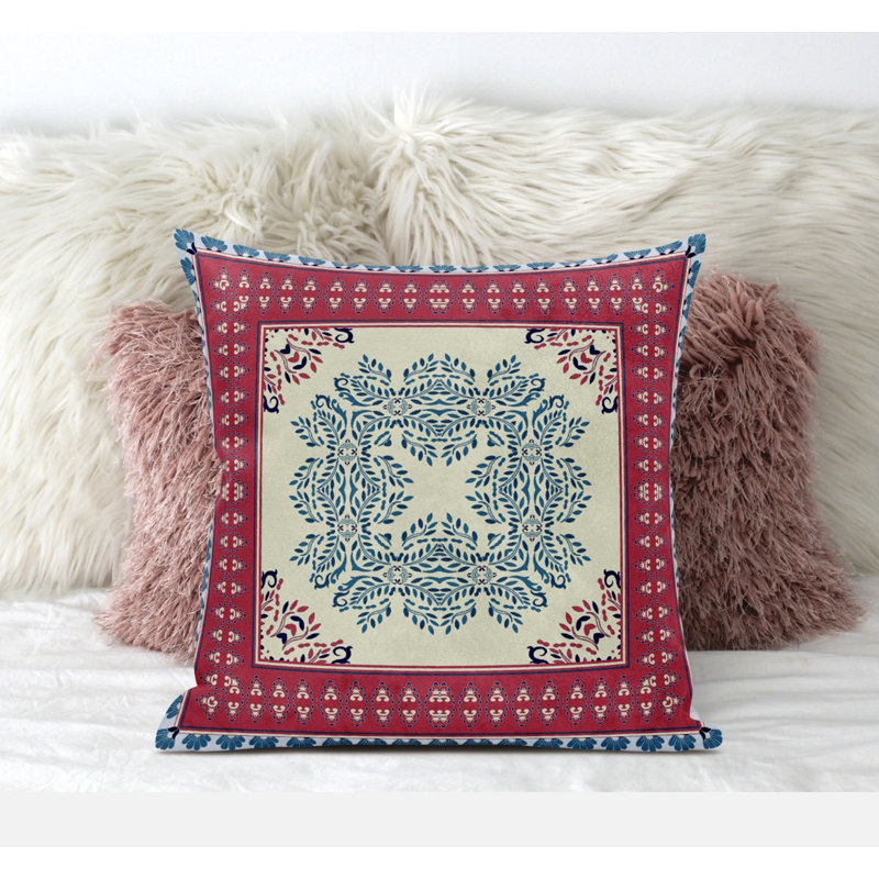 Housse et insert de coussin carré Window Window, 16" x 16", Bleu / rose