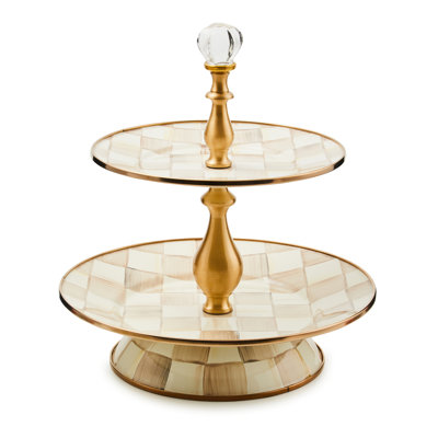 Mocha Check Two Tier Sweet Stand